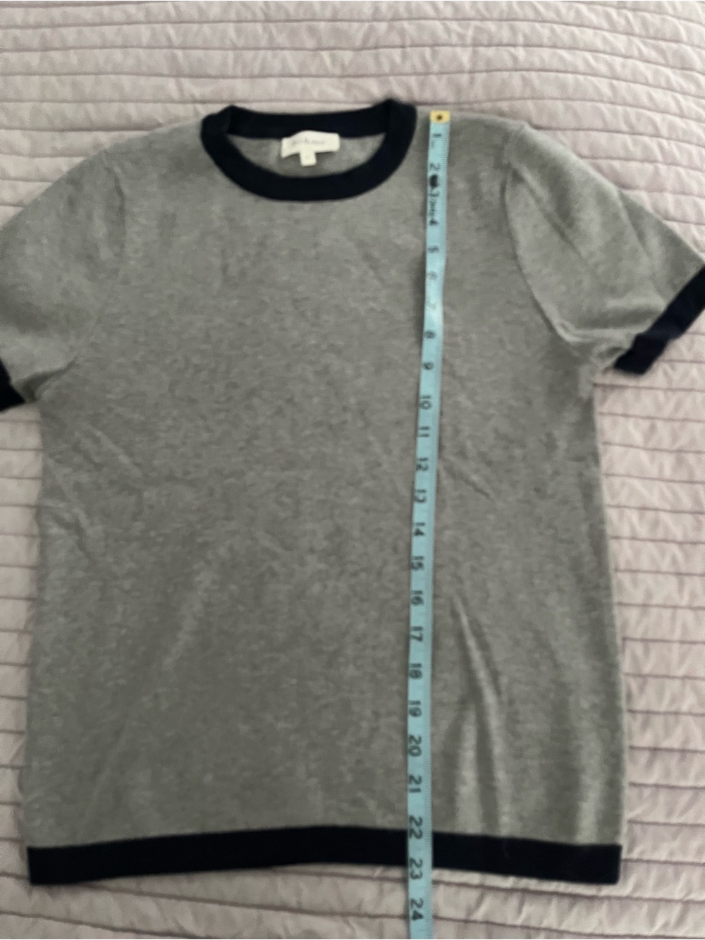 Bohme Grey Knit Tee with Navy Trim Accents - Picture 6 of 6